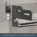 Wall Mounted Kitchen Spice Rack Carbon Steel Bathroom Storage Shelf Towel Rack - Image 4