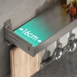 Wall Mounted Kitchen Spice Rack Carbon Steel Bathroom Storage Shelf Towel Rack - Image 5