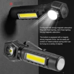Aluminium Alloy USB Rechargeable COB Flashlight Strong Light Long Shot Headlamp LED Camping Light - Image 6