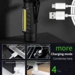 Aluminium Alloy USB Rechargeable COB Flashlight Strong Light Long Shot Headlamp LED Camping Light - Image 9