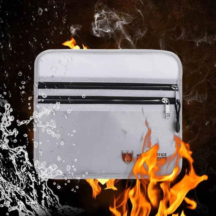 TBD0605597801.webp Double Zipper Pockets Fireproof Document Bag Valuables Storage Pouch - Image 1