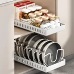Kitchen Pull-Out Rack Pots And Pans Organizer Cabinet Countertop Dish Tray - Image 2