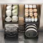 Kitchen Pull-Out Rack Pots And Pans Organizer Cabinet Countertop Dish Tray - Image 3