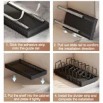 Kitchen Pull-Out Rack Pots And Pans Organizer Cabinet Countertop Dish Tray - Image 8