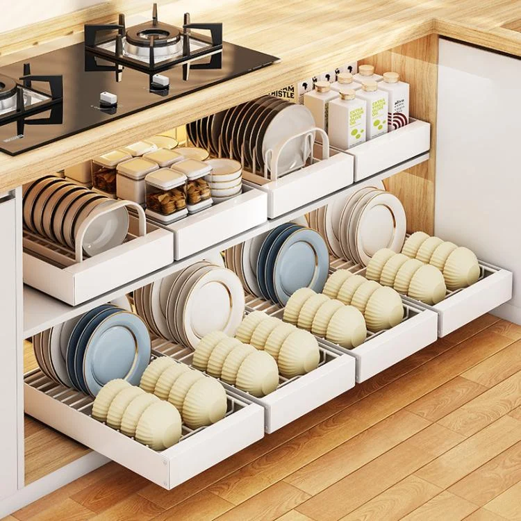 TBD06056114_B1.webp Pull-out Drainable Bowl Dish Storage Rack Cabinet Organizer Slide-out Drawer - Image 2