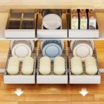 Pull-out Drainable Bowl Dish Storage Rack Cabinet Organizer Slide-out Drawer - Image 3