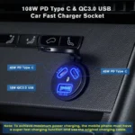 Kewig P22A 12-24V Vehicle Motorcycle Boat Modified Dual PD+QC3.0 3-Port Car Charger With Switch - Image 3