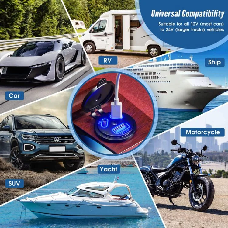 TBD06056203_B6.webp Kewig P22A 12-24V Vehicle Motorcycle Boat Modified Dual PD+QC3.0 3-Port Car Charger With Switch - Image 7
