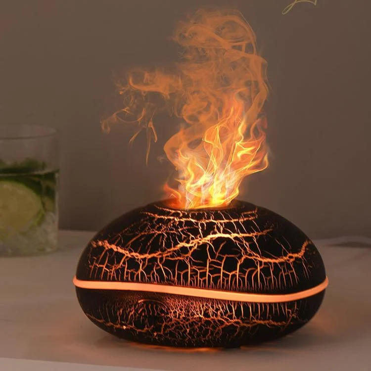 SD13 200ml Flame Crackle Aromatherapy Diffuser Seven Colors Night Light Humidifier