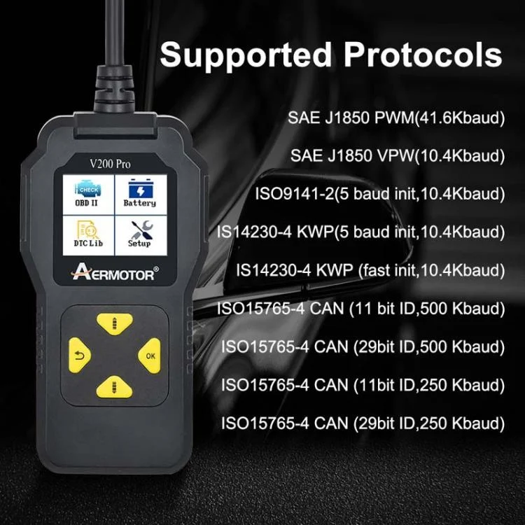 TBD06056252_B6.webp AERMOTOR V200PRO Car Troubleshooter Engine Inspection Scanner Readout Card ELM327 Battery Inspection Tool - Image 7