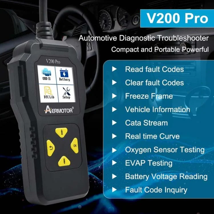 TBD06056252_B7.webp AERMOTOR V200PRO Car Troubleshooter Engine Inspection Scanner Readout Card ELM327 Battery Inspection Tool - Image 8