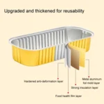 5pcs /Pack Air Fryer Rectangle Tin Box Oil-Proof Aluminum Foil BBQ Drip Tray Set - Image 3