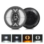 7 Inch Round Lens With Tangent Fan-Shaped Angel Eye Headlights - Image 2