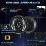 7 Inch Round Lens With Tangent Fan-Shaped Angel Eye Headlights - Image 3