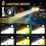 Motorcycle Spotlight Strobe 6 Modes With Control Cable Set - Image 8