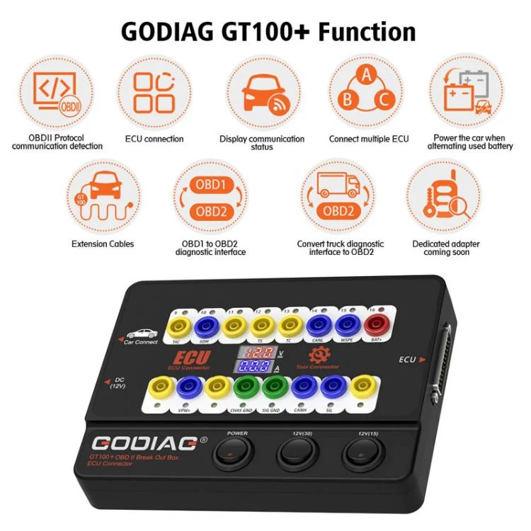 TBD06056602_3.webp GODIAG GT100+ OBDII Breakout Box Diagnostic Port Tester ECU Bench Connector, UK Plug - Image 4