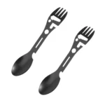 2pcs 10 In 1 Outdoor Camping Picnic Multifunctional Portable Fork and Spoon Tool
