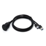 Dual Type-C 3.0 Female To USB A Male Car Waterproof Cable Modified Panel Extension Cord
