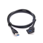 Square Snap-On USB3.0 Compatible 2.0 Car Boat Motorcycle Instrument Panel Extension Cable