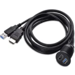 2m USB3.0+HDMI Car Waterproof Cable Motorcycle Boat Dashboard Extension Wire
