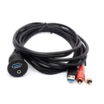 USB3.0+2RCA Car Waterproof Cable Motorcycle Panel Boat Instrumentation Wire