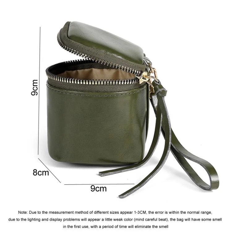 TBD06056706_B2.webp Oil Wax PU Leather Portable Bucket Bag Mini Retro Lipstick Earphone Bag Small Objects Storage Coin Purse - Image 3
