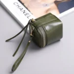 Oil Wax PU Leather Portable Bucket Bag Mini Retro Lipstick Earphone Bag Small Objects Storage Coin Purse - Image 6