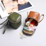 Oil Wax PU Leather Portable Bucket Bag Mini Retro Lipstick Earphone Bag Small Objects Storage Coin Purse - Image 7