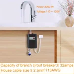 3000W Small Tankless Electric Water Heater For Kitchen Bathroom - Image 4