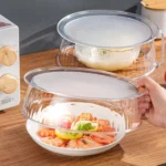 Microwave Food Heating Splashproof Cover Food Grade PC Household High Temperature Resistant Bowl Rice Cover - Image 4