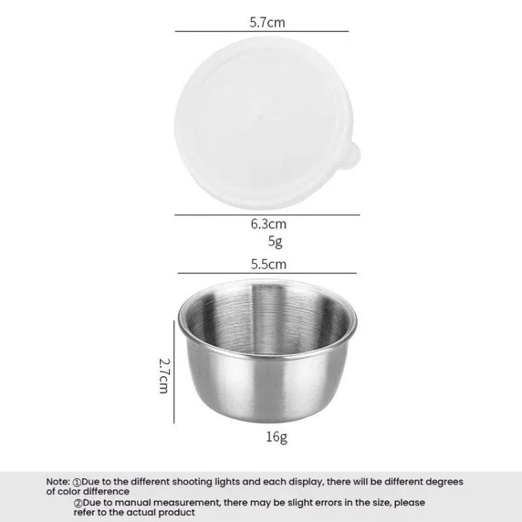 TBD06056989_B2.webp 304 Stainless Steel Sauce Cup With Plastic Lid Sealed Leak-Proof Dipping Dish Seasoning Dish - Image 3