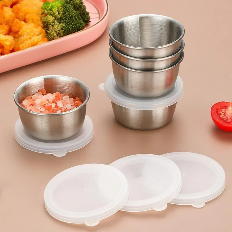 TBD06056989_B3.webp 304 Stainless Steel Sauce Cup With Plastic Lid Sealed Leak-Proof Dipping Dish Seasoning Dish - Image 4