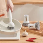 2pcs /Set ecoco Pot Washing Brush Short Handle Squeezeable + Long Handle Rotatable Household Dishwashing Brush - Image 2