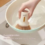 2pcs /Set ecoco Pot Washing Brush Short Handle Squeezeable + Long Handle Rotatable Household Dishwashing Brush - Image 6