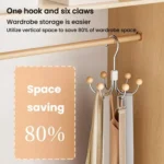Six Claws Hooks 360 Degree Rotating Wardrobe Bag Hanger Multi-functional Underwear Clothes Storage Hooks - Image 6