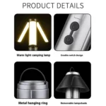 Retractable Camping Lantern Rechargeable Flashlight 25.2-51.8cm Adjustable Height - Image 7