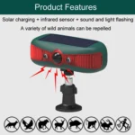 N911Y Outdoor Solar Alarm Infrared Sensor Sound And Light Animal Repeller - Image 5