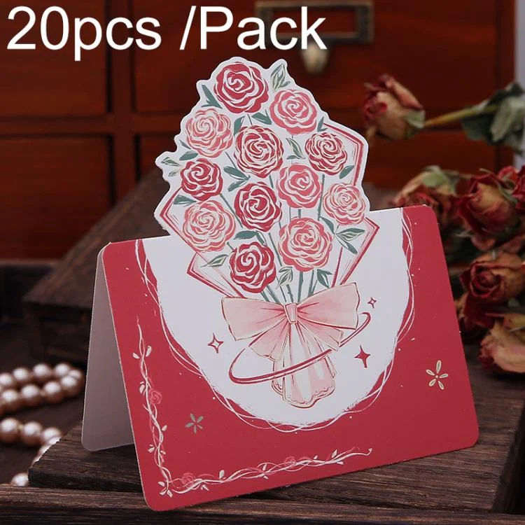 TBD0605728901A.webp 20pcs /Pack Three-Dimensional Rose Valentine Day Greeting Card Mother Day Message Card - Image 1