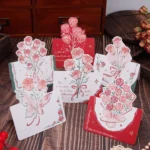 20pcs /Pack Three-Dimensional Rose Valentine Day Greeting Card Mother Day Message Card - Image 5