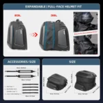 Rhinowalk MT2335 23L-35L Expandable Large-capacity EVA Hard Shell Motorcycle Tail Bag - Image 3