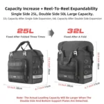 Rhinowalk MTR2050 25L-32L Expandable Large Capacity Quick-release Motorcycle Side Bag - Image 3
