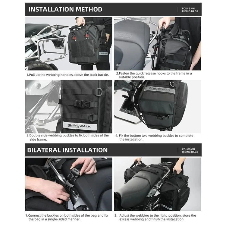 TBD06057350_B7.webp Rhinowalk MTR2050 25L-32L Expandable Large Capacity Quick-release Motorcycle Side Bag - Image 8