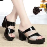 Women Summer Thick High Heel Platform Slippers Sandals Open Toe Comfortable Casual Outdoor Shoes