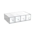 Acrylic Desk Organizer With 4 Drawers Stackable Glasses Display Case Makeup Brush Stationery Storage Box
