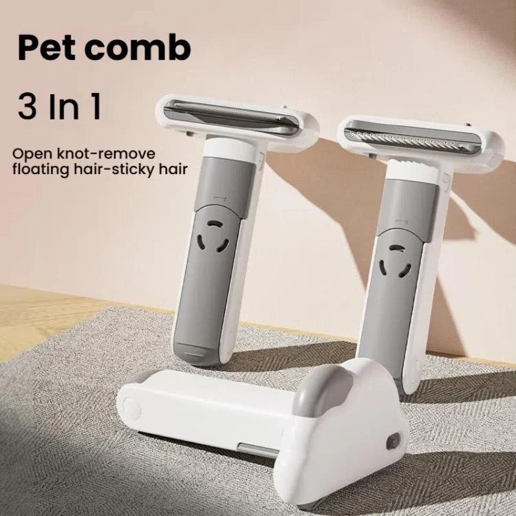 TBD06057607_B1.webp 3-in-1 Pet Grooming Comb Sticky Roller for Cats and Dogs, Removes Loose Hair, Detangles - Image 2