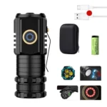 3LED Mini Flashlight Rechargeable Waterproof Torch with Tail Magnet & Battery