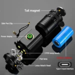 3LED Mini Flashlight Rechargeable Waterproof Torch with Tail Magnet & Battery - Image 5