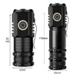 3LED Mini Flashlight Rechargeable Waterproof Torch with Tail Magnet & Battery - Image 10