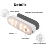 Magnetic LED Cabinet Light Motion Sensor Rechargeable Lamp 20 LEDs 3-color Temperature - Image 7