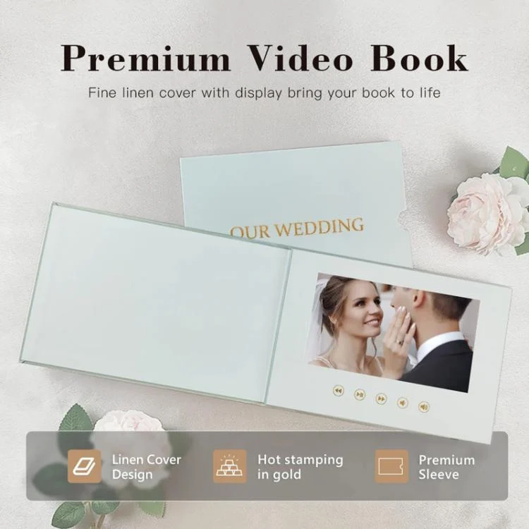TBD06057665_B5.webp 7 Inch IPS Display Multifunctional Commercial Wedding Video Invitation Linen Bound Video Album - Image 6
